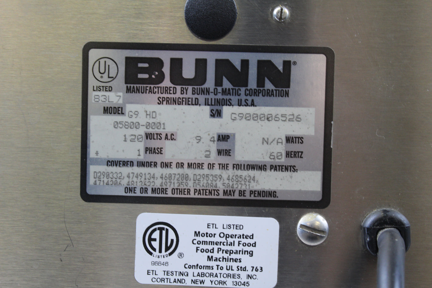 Bunn G9-2T HD Stainless Steel Grinder